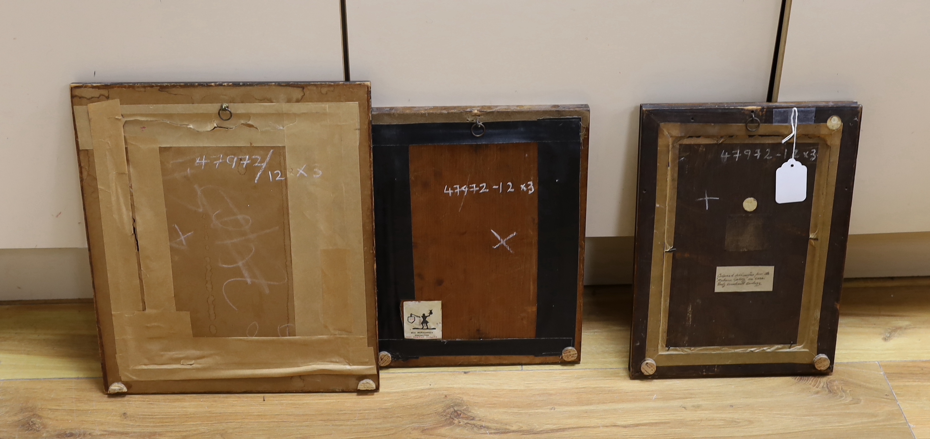 Three 19th century and later silhouette portraits in walnut frames including one signed Frith and dated 1849, largest 28 x 23cm